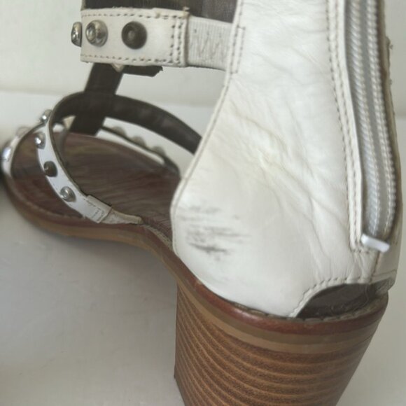 Sam Edelman Dion Block Stud Heel Gladiator Sandal Shoes White Sz.8.5 - Picture 6 of 11